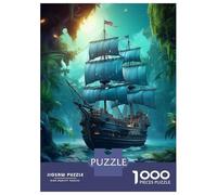 Puzzles pour Adolescents 1000 Pièces Fantasy Pirate Ship Puzzle Jeux Relaxants Défi Difficile Activités Amusantes À La Maison 52x38cm/1000pcs