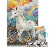 Puzzles pour Adolescents 1000 pièces Fantasy White Unicorn 1000 pièces pour Adolescents, Staycation Kill Time avec des pièces entièrement emboîtables de Formes aléatoires 50x75cm
