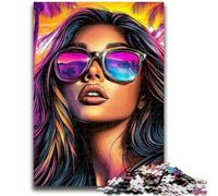 Puzzles pour Adolescents 1000 pièces Femme Portant des Lunettes de Soleil, activité Amusante pour la Maison, Jouets pour Les Jours de Pluie, Cadeaux d'anniversaire (38x26cm)