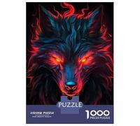 Puzzles pour Adolescents 1000 Pièces Fiery Wolf Portrait Puzzles pour Adultes, Jouet, Décoration Murale, Une Œuvre d'art, Cadeaux Uniques d'anniversaire Et De Noël 52x38cm/1000pcs