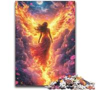 Puzzles pour Adolescents 1000 pièces Fille de feu avec des Ailes Soulagement du Stress Staycation Tuer Le Temps avec Affiche Assortie et Feuille de Quiz 26x38cm