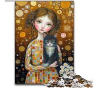 Puzzles pour Adolescents 1000 pièces Fille et Chat, Chaque pièce est Unique - Jeu Familial Stimulant pour Les 14 Ans (Taille 50x75cm)