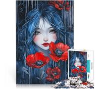 Puzzles pour Adolescents 1000 pièces Fille et Fleurs de Pavot Entraînez Votre Cerveau et Vos Mains Œuvre d'art 75x50cm