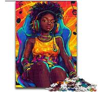 Puzzles pour Adolescents 1000 pièces Fille Noire écoutant de la Musique, Apprentissage éducatif, idéal comme Cadeau pour Toute la Famille (Taille 50x75cm)