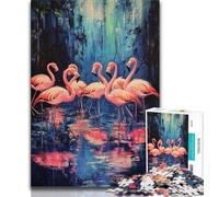 Puzzles pour Adolescents 1000 pièces Flamant Rose, Jeu Stimulant et Jeu Familial, Cadeau d'anniversaire, Cadeaux, décoration Murale 75x50cm