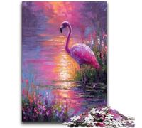 Puzzles pour Adolescents 1000 pièces Flamant Rose Jeux d'activités familiales stimulants Jouet à Faire soi-même pour décoration Murale de la Maison Cadeaux 50x75cm