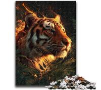 Puzzles pour Adolescents 1000 pièces Flame Tiger 1000 pièces pour Adultes, Anti-Stress, défi Difficile, Cadeaux du Père Noël Secret (50x75cm)