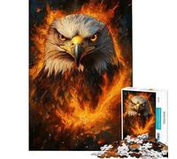 Puzzles pour Adolescents 1000 pièces Flaming Eagle Majesty Puzzles pour Adultes Vacances à la Maison Défi éducatif Amusant et soirée Jeux en Famille (Taille 38x52cm)