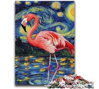 Puzzles pour Adolescents 1000 pièces Flamingo Night Sky Jeu Familial Anti-Stress Défi Difficile Cadeaux du Père Noël Secret 50x75cm