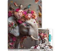 Puzzles pour Adolescents 1000 pièces Fleur Éléphant, Jeux éducatifs Décoration d'intérieur Cadeau d'anniversaire, Cadeaux, Art Mural (75x50cm)