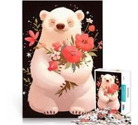 Puzzles pour Adolescents 1000 pièces Fleurs d'ours Polaires Défi Difficile pour soulager Le Stress Œuvre d'art 75x50cm