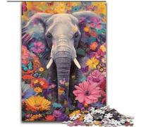 Puzzles pour Adolescents 1000 pièces Fleurs et éléphants, Chaque pièce est Unique - Jeu Familial Stimulant pour Les 14 Ans (Taille 50x75cm)