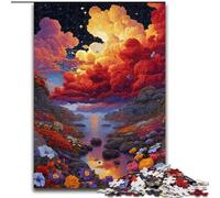 Puzzles pour Adolescents 1000 pièces Fleurs et Lune, Anti-Stress, avec pièces de Formes aléatoires entièrement emboîtables, pour Les Enfants de 14 Ans et Plus (Taille 26x38cm)