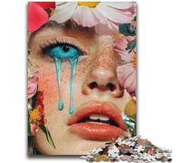 Puzzles pour Adolescents 1000 pièces Fleurs Fille Visage Puzzles pour Adolescents, Jeux éducatifs Jouets à Faire soi-même Superbes Cadeaux et Jouets 50x75cm