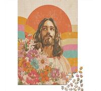 Puzzles Pour Adolescents 1000 Pièces Floral Jesus Art Print Puzzle Pour Adolescents - Idéal Pour Passer Le Temps À La Maison, Pour Un Anniversaire, Noël, Des Jeux En Famille Et Des Soirées Jeux 52x38c