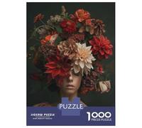 Puzzles pour Adolescents 1000 Pièces Floral Woman Head Flower Puzzles pour Adolescents Jeux Relaxants Course De Vitesse Manuelle Est Idéal comme Cadeau 70x50cm/1000pcs