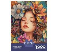 Puzzles pour Adolescents 1000 Pièces Floral Woman Puzzle Jeu Familial Décoration Parfaite Cadeaux Uniques pour Anniversaire Et Noël 70x50cm/1000pcs