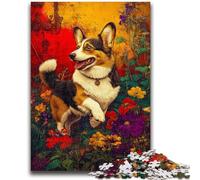 Puzzles pour Adolescents 1000 pièces Flower Corgi pour Les 14 Ans et Plus Beau Jeu de Conception Beau Jeu de Conception Superbe Cadeau 26x38cm