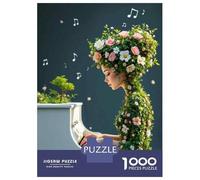 Puzzles pour Adolescents 1000 Pièces Flower Woman Playing Piano Puzzles pour Adultes Assemblage De Modèles De Puzzles Stimulants Amusant en Famille Et Soirée Jeux 52x38cm/1000pcs