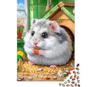 Puzzles pour Adolescents 1000 Pièces Fluffy Hamster with Carrot Puzzles pour Adultes Jeux Amusants Et Humoristiques Cadeaux De Noël Et d'anniversaire 52x38cm/1000pcs