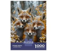 Puzzles pour Adolescents 1000 Pièces Fox Family in Winter Puzzles pour Adolescents, Jouet, Décoration Murale, Décoration Intérieure, Interaction Parent-Enfant 38x26cm/1000pcs
