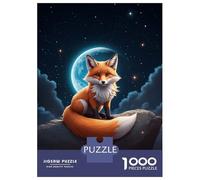 Puzzles pour Adolescents 1000 Pièces Fox Under The Moonlight Puzzles pour Adolescents, Jouet, Décoration Murale, Décoration Intérieure, Interaction Parent-Enfant 52x38cm/1000pcs