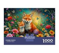 Puzzles pour Adolescents 1000 Pièces Foxes in The Garden Puzzles pour Adolescents - Améliorez Votre Mémoire pour Un Anniversaire Ou Noël - Jeu Au Design Magnifique 52x38cm/1000pcs