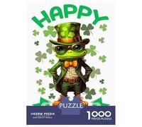 Puzzles pour Adolescents 1000 Pièces Frog Saint Patricks Day Puzzles pour Adolescents Jeux Relaxants Décoration Et d'anniversaire 52x38cm/1000pcs