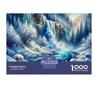 Puzzles pour Adolescents 1000 Pièces Frosty Waterfall Landscape Puzzle pour Adolescents Améliore La Mémoire Difficile À Compléter Jeu Stimulant Jouets 38x26cm/1000pcs