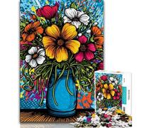 Puzzles pour Adolescents 1000 pièces Funky Pop Art Bouquet, Analyse et Logique, avec pièces de Formes aléatoires entièrement emboîtables pour Les 14 Ans et Plus 38x26cm