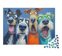 Puzzles pour Adolescents 1000 Pièces Funny Dogs with Glasses Puzzle pour Adolescents Course De Vitesse Manuelle Difficile Et Stimulant Jeu Amusant Et Stimulant pour Toute La Famille 38x26cm/1000pcs