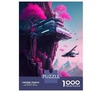 Puzzles pour Adolescents 1000 Pièces Futuristic Sakura Mountain Puzzle pour Adultes Jeux Relaxants Vacances À La Maison Passer Le Temps Difficile À Compléter 52x38cm/1000pcs