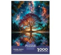 Puzzles pour Adolescents 1000 Pièces Galactic Reflections Cosmic Tree Mirrored in Water Puzzles pour Adultes Jeux Amusants Et Humoristiques Cadeaux De Noël Et d'anniversaire 52x38cm/1000pcs