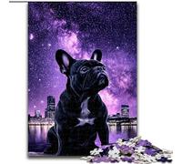 Puzzles pour Adolescents 1000 pièces Galaxy Black French Bulldog, Difficile avec des pièces entièrement emboîtables de Formes aléatoires 38x26cm