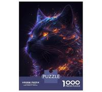 Puzzles pour Adolescents 1000 Pièces Galaxy Cat on Fire Puzzle pour Adultes Jeux Amusants Une Œuvre d'art Interaction Parent-Enfant 52x38cm/1000pcs