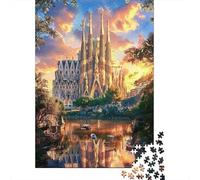 Puzzles pour Adolescents 1000 Pièces Gaudi's Sagrada Familia Sunset Puzzle pour Adultes Jeux Relaxants Décoration Parfaite pour Les Joueurs 38x26cm/1000pcs