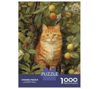 Puzzles pour Adolescents 1000 Pièces Ginger Cat in Apple Tree Puzzles pour Adultes Puzzle pour S'amuser en Famille Stimule Le Cerveau pour Les Jeux 38x26cm/1000pcs