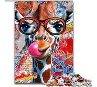 Puzzles pour Adolescents 1000 pièces Girafe Graffiti, Difficiles et complets, avec des pièces de Formes aléatoires entièrement imbriquées (Taille 26x38cm)