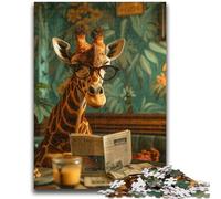 Puzzles pour Adolescents, 1000 pièces, Girafe lisant, Jeu Stimulant et Jeu Familial, décoration Murale, Cadeaux d'anniversaire et de Noël Uniques, 50x75cm
