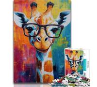 Puzzles pour Adolescents 1000 pièces Girafe Portant des Lunettes Puzzle pour Adolescents, Jeux éducatifs Décoration d'intérieur Convient pour la décoration de Bureau (Taille 38x26cm)
