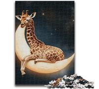 Puzzles pour Adolescents 1000 pièces Girafe sur la Lune pour Les 14 Ans et Plus Défi éducatif Activités Amusantes à la Maison, Cadeaux d'anniversaire, Cadeaux de Voyage 50x75cm