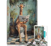 Puzzles pour Adolescents 1000 pièces Girafe sur Les Toilettes, Jeux éducatifs, décoration d'intérieur, Cadeau d'anniversaire, Cadeaux, Art Mural 38x26cm