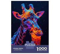 Puzzles pour Adolescents 1000 Pièces Giraffe Drinking Cocktail Puzzle pour Adultes Jeux Relaxants Une Œuvre d'art Cadeaux De Noël Et d'anniversaire 52x38cm/1000pcs