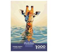 Puzzles pour Adolescents 1000 Pièces Giraffe in Water Digital Art Puzzle pour Adolescents Améliore La Mémoire Difficile À Compléter Jeu Stimulant Jouets 70x50cm/1000pcs