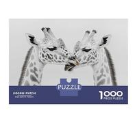 Puzzles pour Adolescents 1000 Pièces Giraffe Love in Black and White Puzzle pour Adultes Jouets Anti-Stress Difficile Offre Spéciale comme Cadeaux pour Toute La Famille 70x50cm/1000pcs
