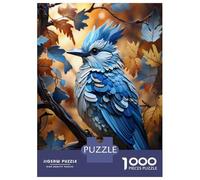 Puzzles pour Adolescents 1000 Pièces Glowing Blue Jay Puzzle Jeux Relaxants Défi Difficile Activités Amusantes À La Maison 70x50cm/1000pcs