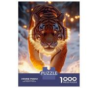 Puzzles pour Adolescents 1000 Pièces Glowing Tiger in Winter Puzzle pour Adolescents Course De Vitesse Manuelle Difficile Et Stimulant Jeu Amusant Et Stimulant pour Toute La Famille 70x50cm/1000pcs