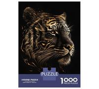 Puzzles pour Adolescents 1000 Pièces Gold Black Tiger Experessi Puzzle pour Adultes Jeux Relaxants Décoration Intérieure Cadeaux Uniques pour Anniversaire Et Noël 38x26cm/1000pcs