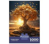 Puzzles pour Adolescents 1000 Pièces Golden Autumn Tree Decor Puzzle pour Adultes Jeux Relaxants Une Œuvre d'art Cadeaux De Noël Et d'anniversaire 70x50cm/1000pcs
