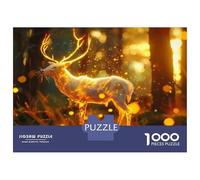 Puzzles pour Adolescents 1000 Pièces Golden Deer Forest Lights Puzzles pour Adultes, Jouets À Monter Soi-même, Analyse Et Logique, Activités Ludiques À La Maison, 70x50cm/1000pcs